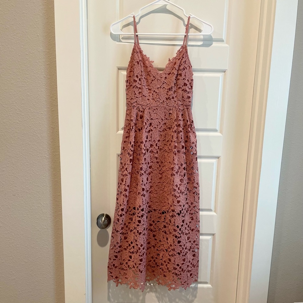 ASTR the Label Pink Lace Midi Dress